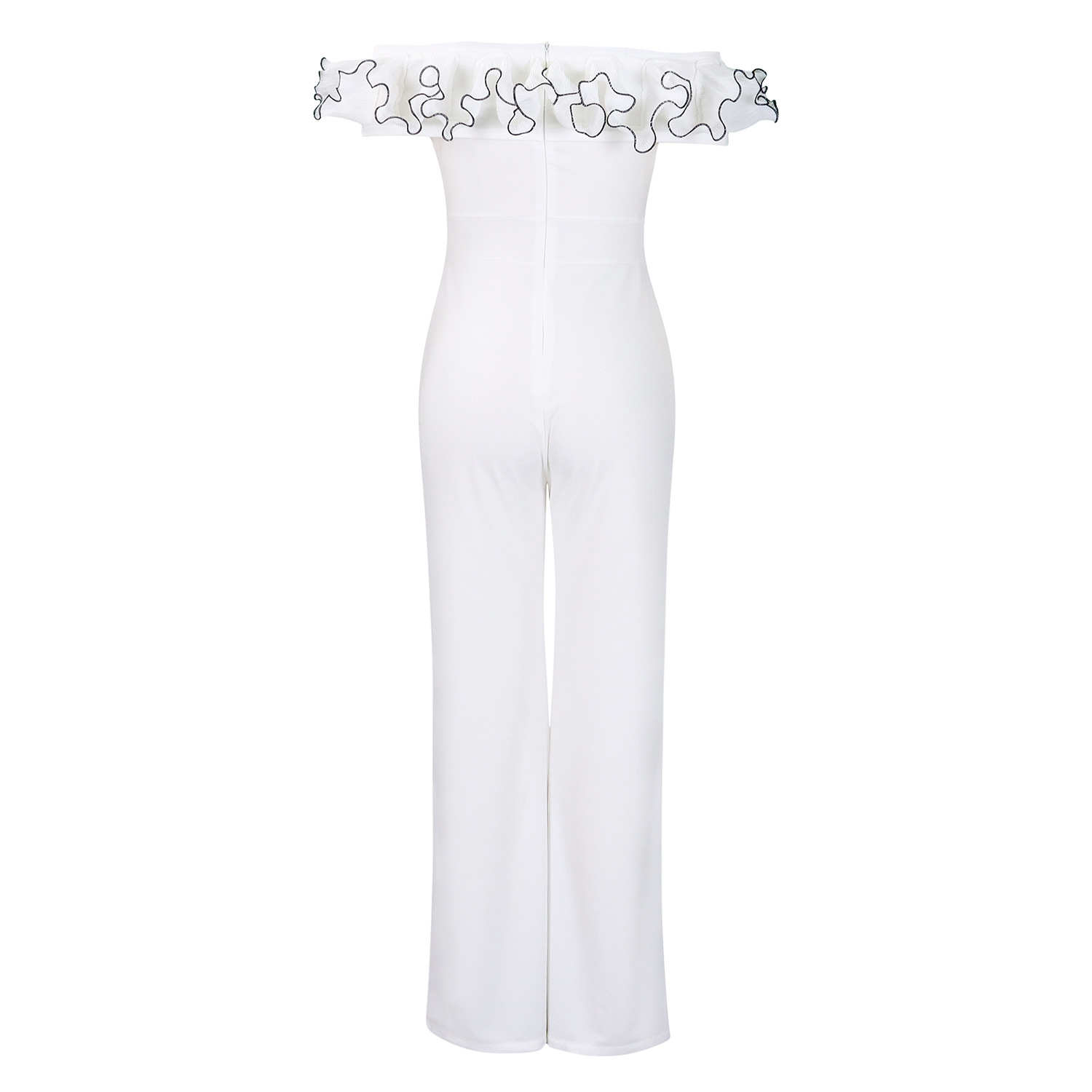 abbigliamento donna sexy attillato tinta unita monospalla arricciato spalle scoperte manica corta tuta commercio estero_voghion.com