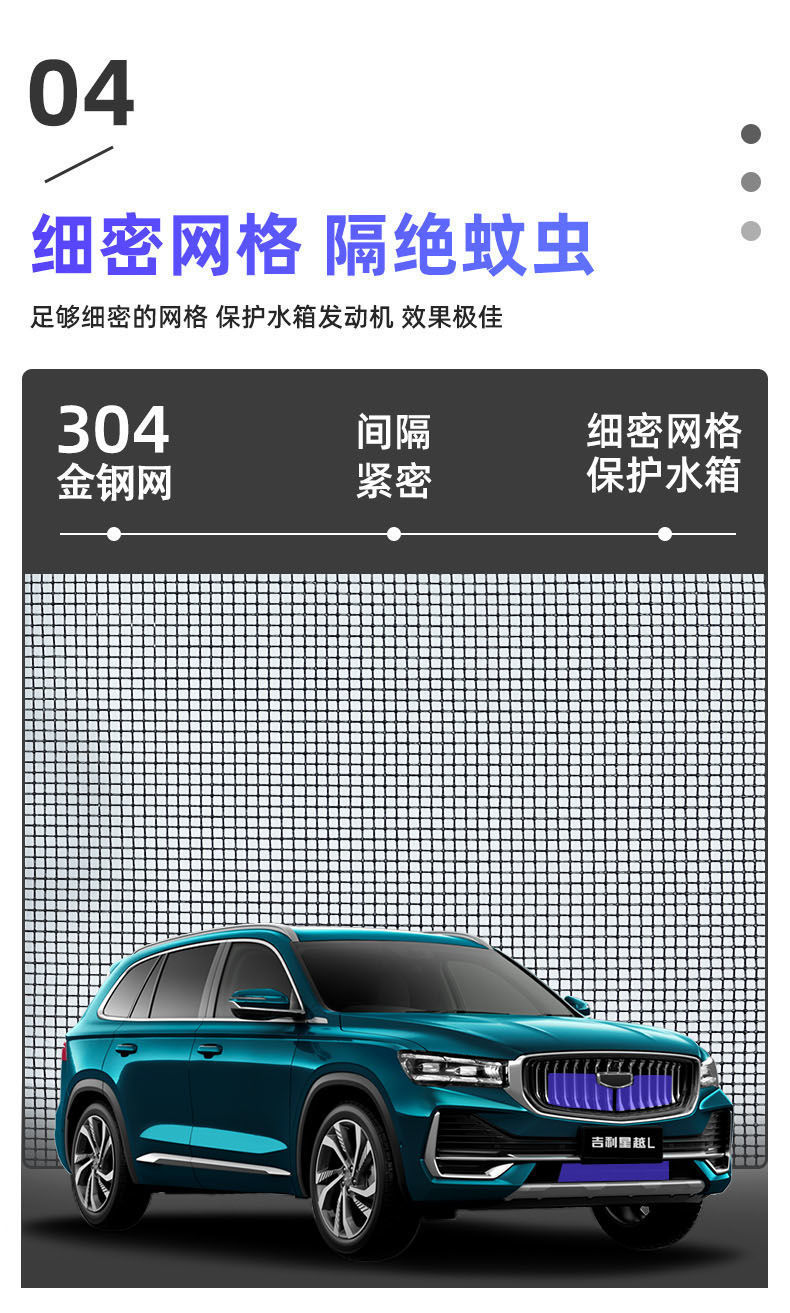 Applicable to 19-2 Geely Xingyue l insect-proof net hybrid Thor version water tank protective net mosquito-proof Xingyue s cotton wool