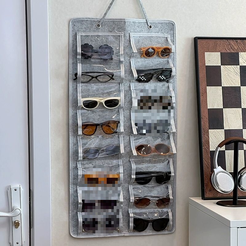 Dust-Proof Glasses Storage Wall-Mounted Sunglasses Protective Bag Multi-Compartment Sunglasses Anti-Pressure Wall-Mounted Storage Rack Large Capacity