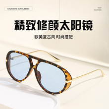 跨境新品墨镜欧美INS网红博主复古 双梁蛤蟆镜时尚行车驾驶遮阳镜