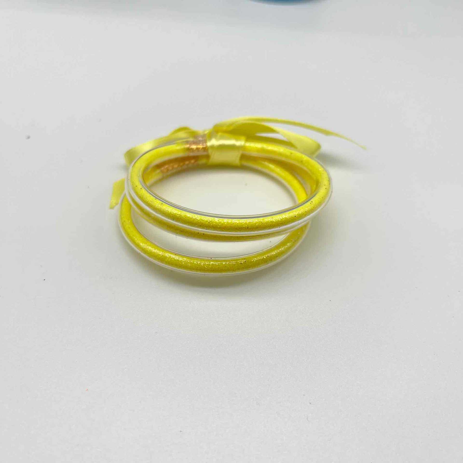 Retro Simple Style Round Solid Color Pvc Plastic Kid's Buddhist Bangle display picture 5