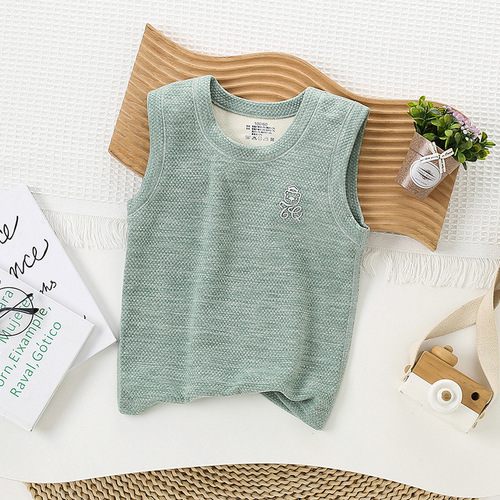 Baby's smooth-warm base vest for autumn and winter, boneless, unisex, small and medium children's cashmere and silk thin padded vest