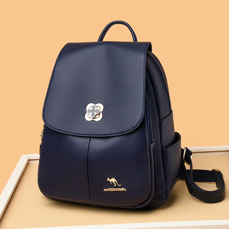 Mochila de cuero suave para mujeres 2024 nueva mochila de estudiantes de ocio de gran capacidad, mochila de viaje al aire libre, mochila de mujer