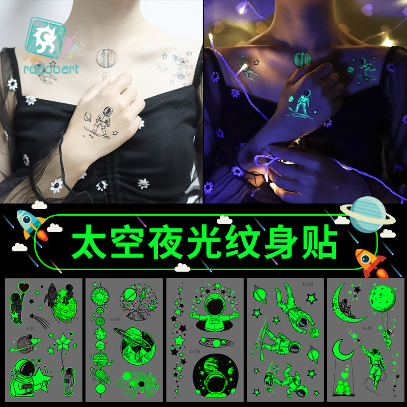 New luminous space tattoo stickers cool aviation elements luminous stickers children's face stickers arm stickers wholesale New luminous space tattoo stickers cool aviation elements luminous stickers children's face stickers arm stickers wholesale