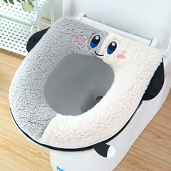 Toilet seat cushion with thickening for autumn and winter, household washable, all-season universal, plush zipper model toilet seat cover