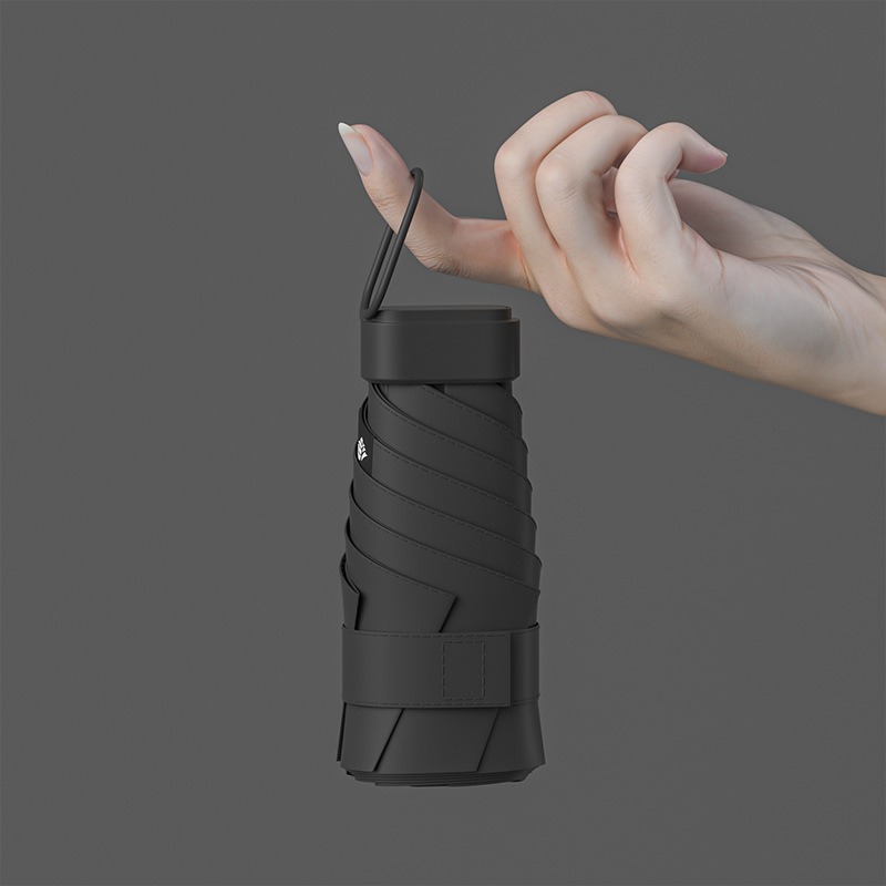 Paraguas de protección solar de vinilo creativo mini paraguas de seis pliegues paraguas de cápsula de bolsillo pequeño para mujer lluvia y lluvia paraguas de sol de doble uso