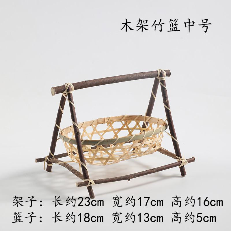 手作り竹編みバスケット家庭用ティープレート果物バスケット菓子トレイ創意竹バスケット結婚竹編みバスケット|undefined
