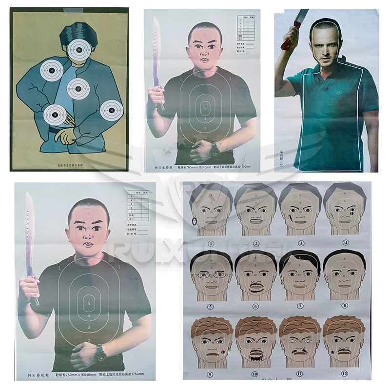 Тренировочная мишень для стрельбы по бумаге, мишень для соревнований правоохранительных органов, практическая стрельба по мишени в натуральную величину, комбинация мишеней для преступников с ножом, мишень для головы.