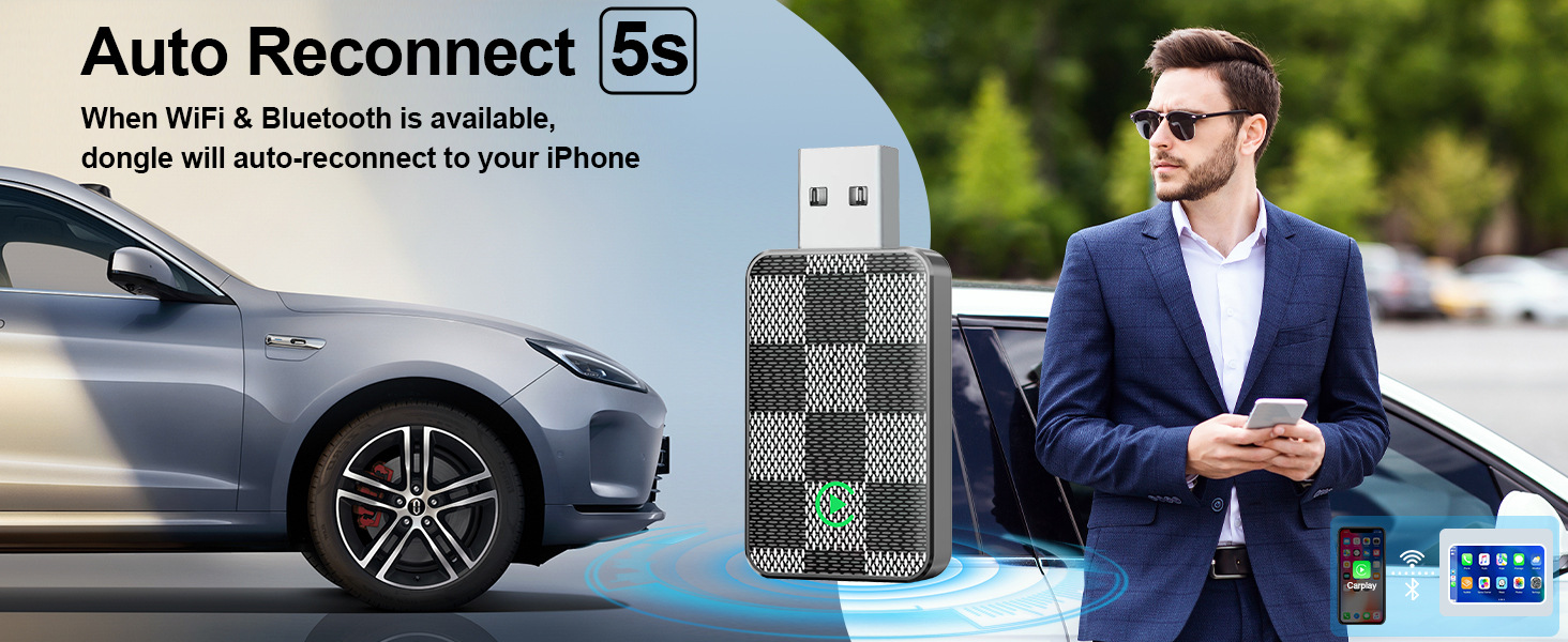 Cross-Border Best-Selling Wireless Carplay Box, Wired to Wireless Carplay Module, Supports Apple and Android Car Systems