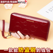 跨境爆款真皮钱包女士长款2025新款拉链多功能时尚大容量手拿钱夹
