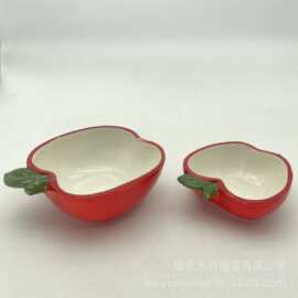 创意苹果陶瓷餐具家用碗甜品饼干面包高颜值圆盘米饭碗盘子