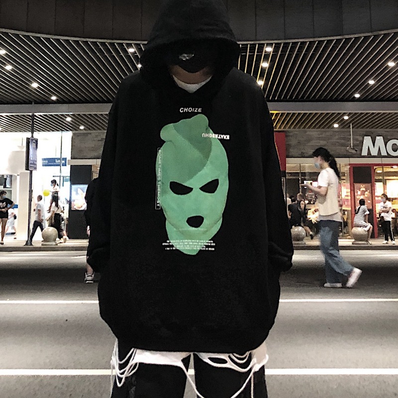 크로스보더 아메리칸 스타일 후드티 남성용 후드티 하이 스트리트 트렌디한 루즈한 가을과 겨울 홍콩 스타일 오버사이즈 프린트