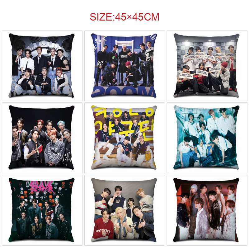 South Korea men's group straykids printed pillow peripheral household double-sided plush pillow cushion 45*45cm