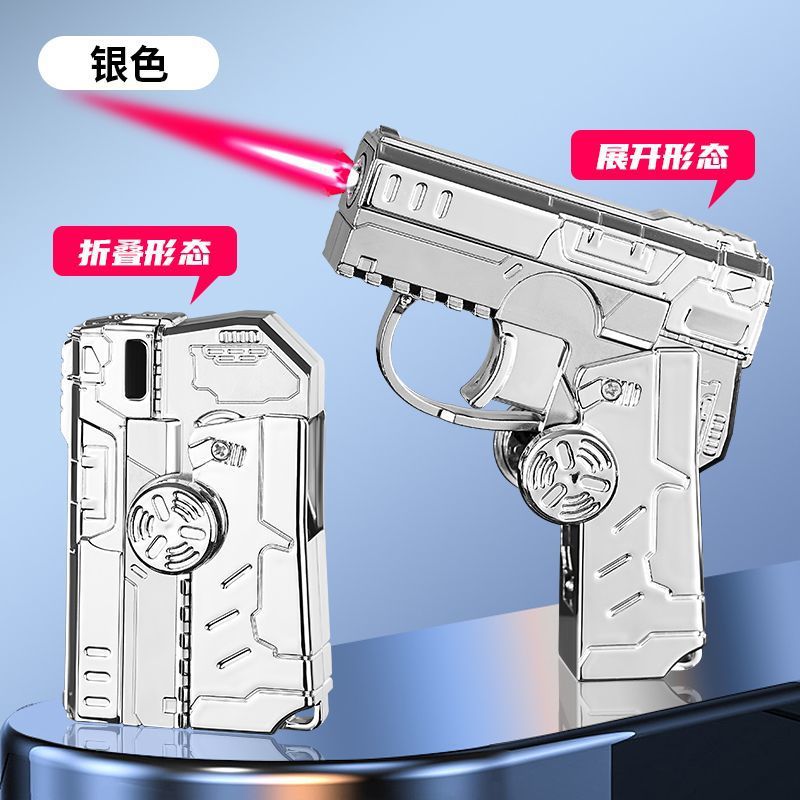 Nueva punta de dedo plegable giroscopio pistola encendedor novio celebridad de Internet inflable a prueba de viento rotación creativa descompresión personalidad image 20