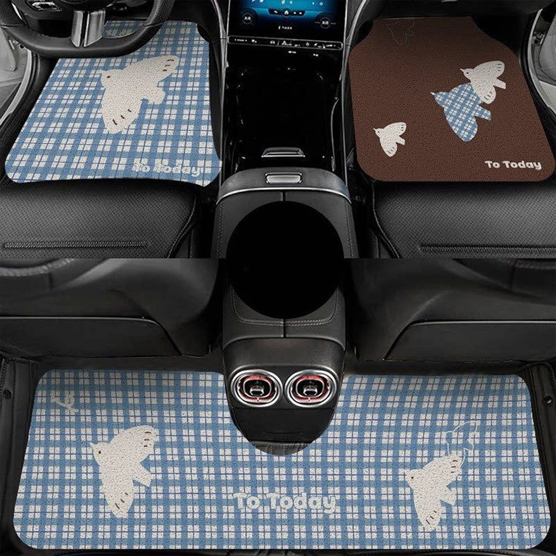 Fresh and cute style, simple silk loop carpet, mud-resistant, anti-dirt, easy to clean, car floor mat, can be cut to size, car mat