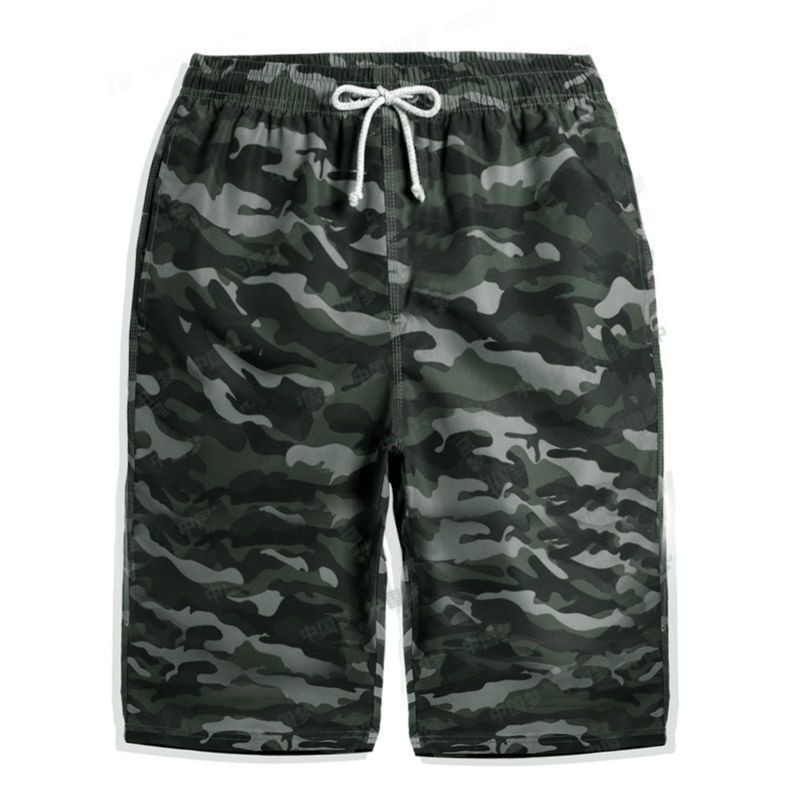 Camouflage Shorts for Men, Summer Thin Casual Pants, Middle-Aged and Elderly Cropped Pants, Dad-Style Five-Point Pants, Loose Straight-Leg