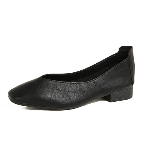 Soft Sole New Comfortable Breathable Low Heel Square Toe Low Mouth Women's Soft Cotton Flat Shoes Non-Slip Grandma Shoes for Work