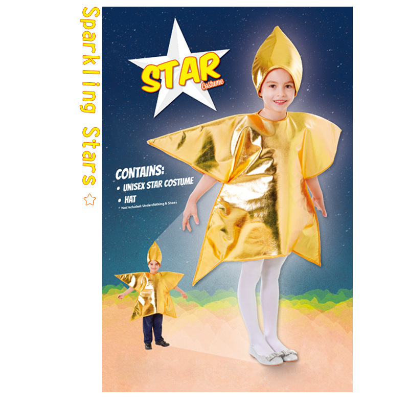 Cross-Border Star Costume Set for Children's Stage Performance, Star Hat, Christmas Party Cos Holiday Dress-Up Props