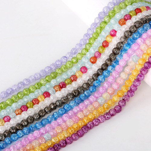 Crystal glass colorful explosion beads round beads loose beads beading diy accessories material bracelet necklace bracelet accessories