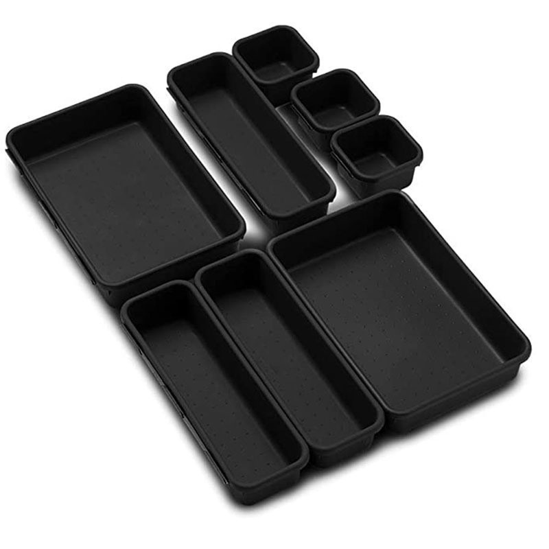 Caja de almacenamiento engrosada (2 grandes 3 medios 3 pequeños) negro