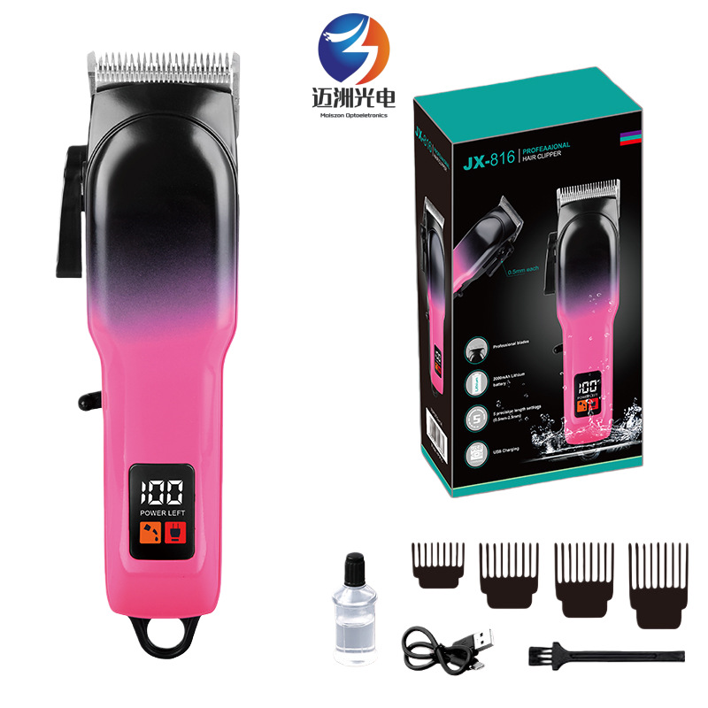 Nuevos productos transfronterizos de visualización digital cortador de pelo casero especial auto-raspado, artefacto calvo, tijeras de empuje eléctricas, empujador