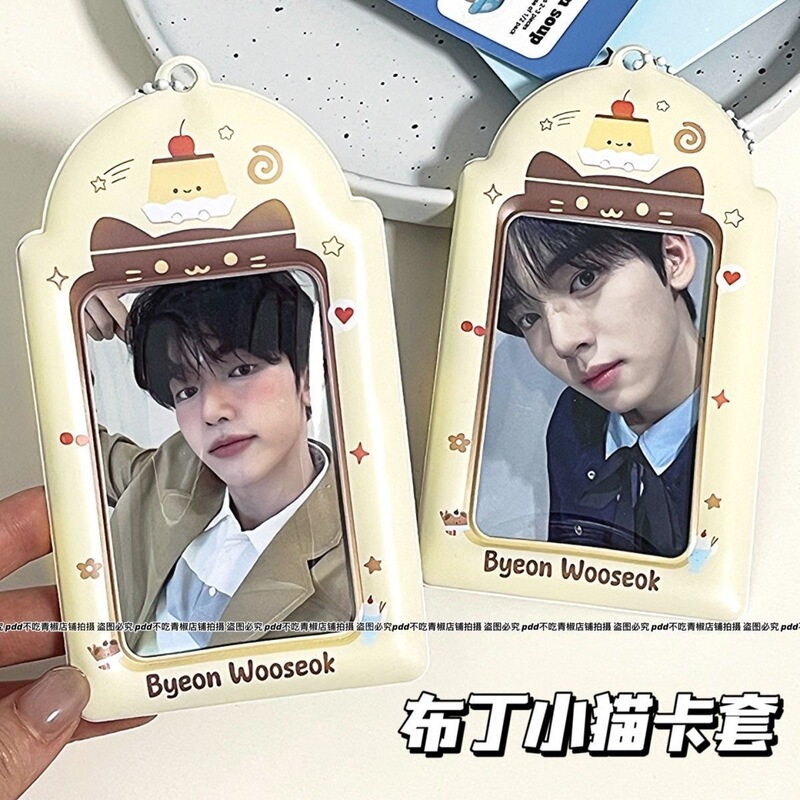 Ins-Style Pudding Cat Card Holder Pvc Id Card Work Card Storage Small Card Holder Anti-Lost Campus Card Pendant Card Case