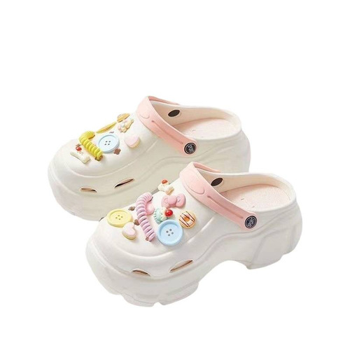 Thick soled hole shoes summer female baotou girl cute Y2K dopamine ins outer wear height-increasing PVC slippers