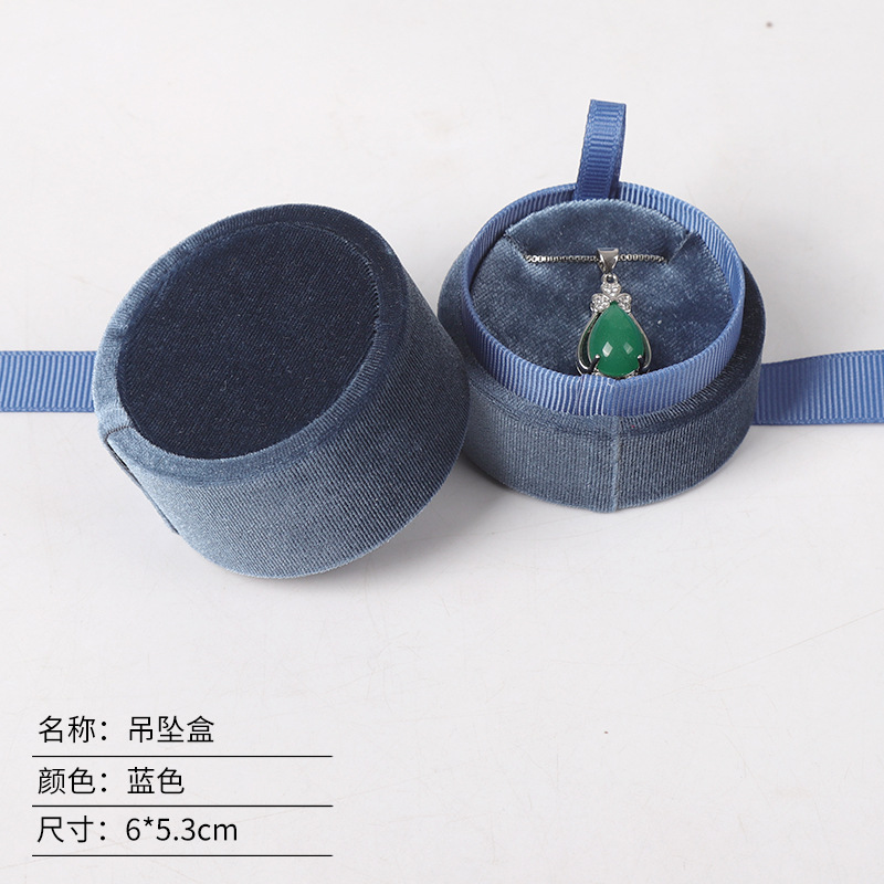 Caja de embalaje de joyas de anillo de terciopelo en forma de corazón redondo caja de joyas de terciopelo coreano caja de joyas de terciopelo Tiandi cubierta caja de joyas de cinta image 16