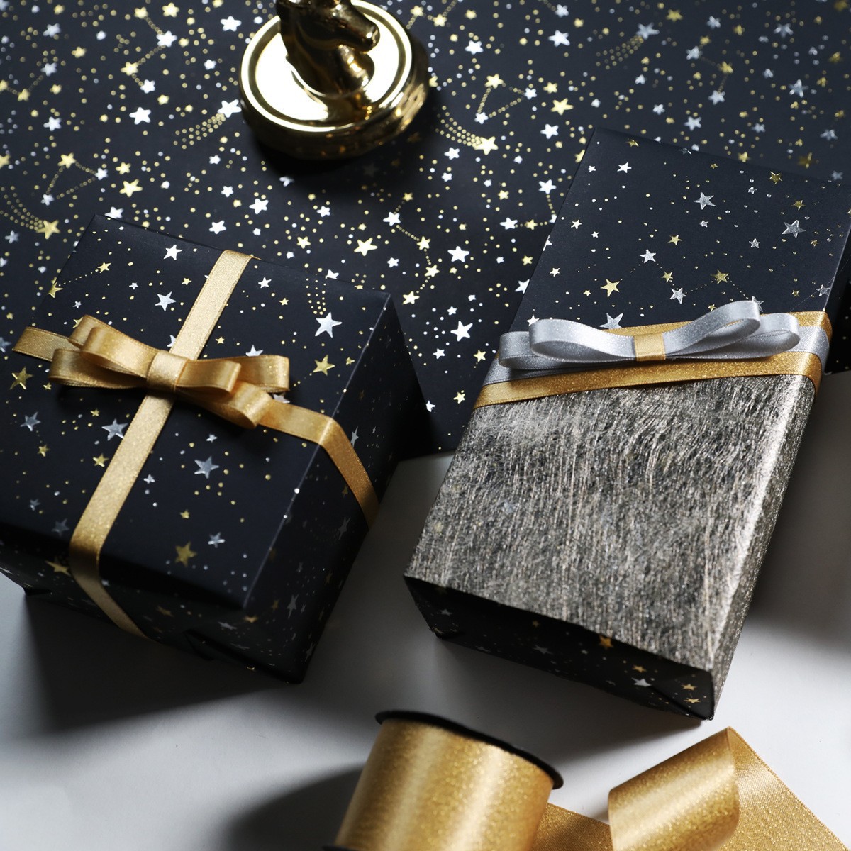 流星烫金银原创礼物包装纸礼品盒纸玩具幼儿园商场节日手工纸批发