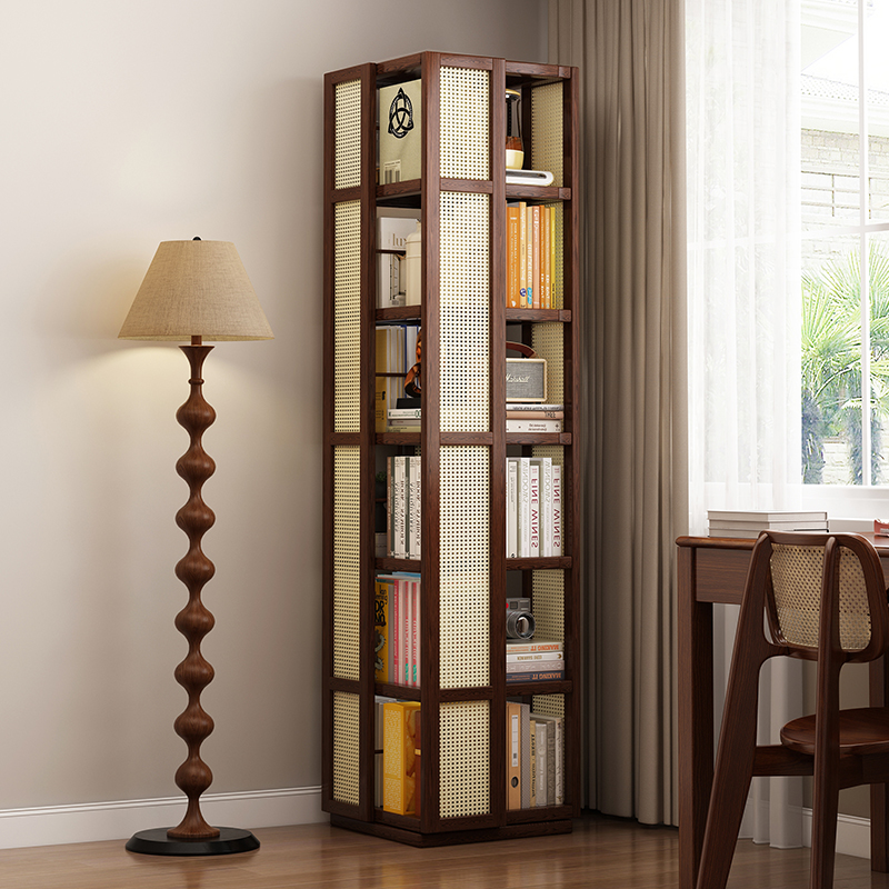 Rotating Bookshelf 360-Degree Kidsren's Bookcase Integrated Wall-Mounted Home Living Room Simple Multi-Layer Storage Floor-Standing Storage Rack