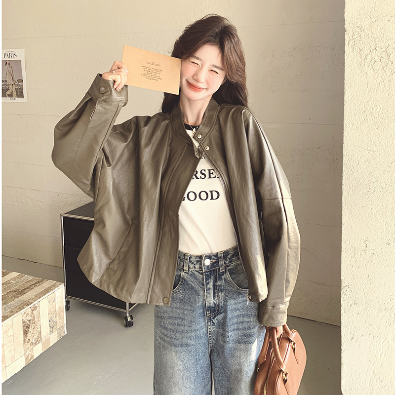 Maillard Retro Leather Jacket for Women 2025 Autum New Cool Style Street Style Small Age-Reducing Casual Jacket