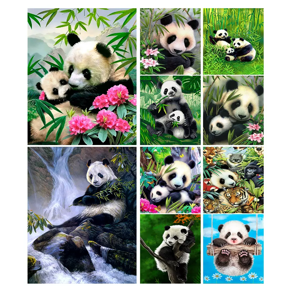 新款 5D钻石画 动物熊猫 diy满钻装饰画 亚马逊跨境货源 厂家批发
