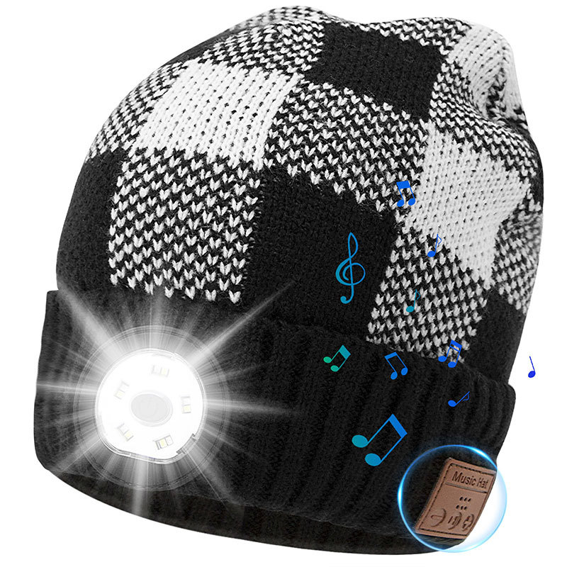 Amazon nuevo 5,0 Bluetooth de punto sombrero al aire libre noche corriendo noche pesca luz LED iluminación Bluetooth música LUZ DE Navidad sombrero