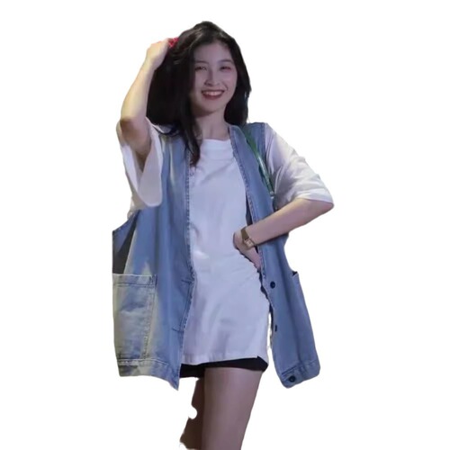 Korean-style loose-fitting versatile vest for women, autumn/winter 2025, thin denim waistcoat, mid-length casual fashion
