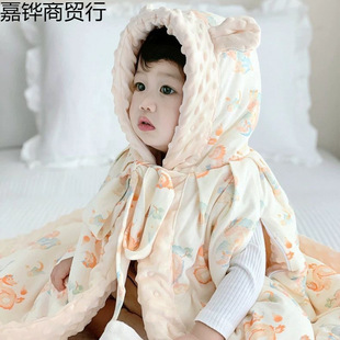 2024 autumn and winter baby cloak new boys and girls baby out holding cover windproof thickened windproof children's coat