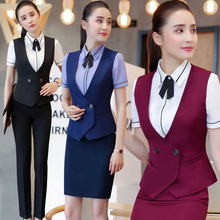 马甲工作服短袖珠宝酒店前台KTV餐厅服务员工装美容院职业套装女