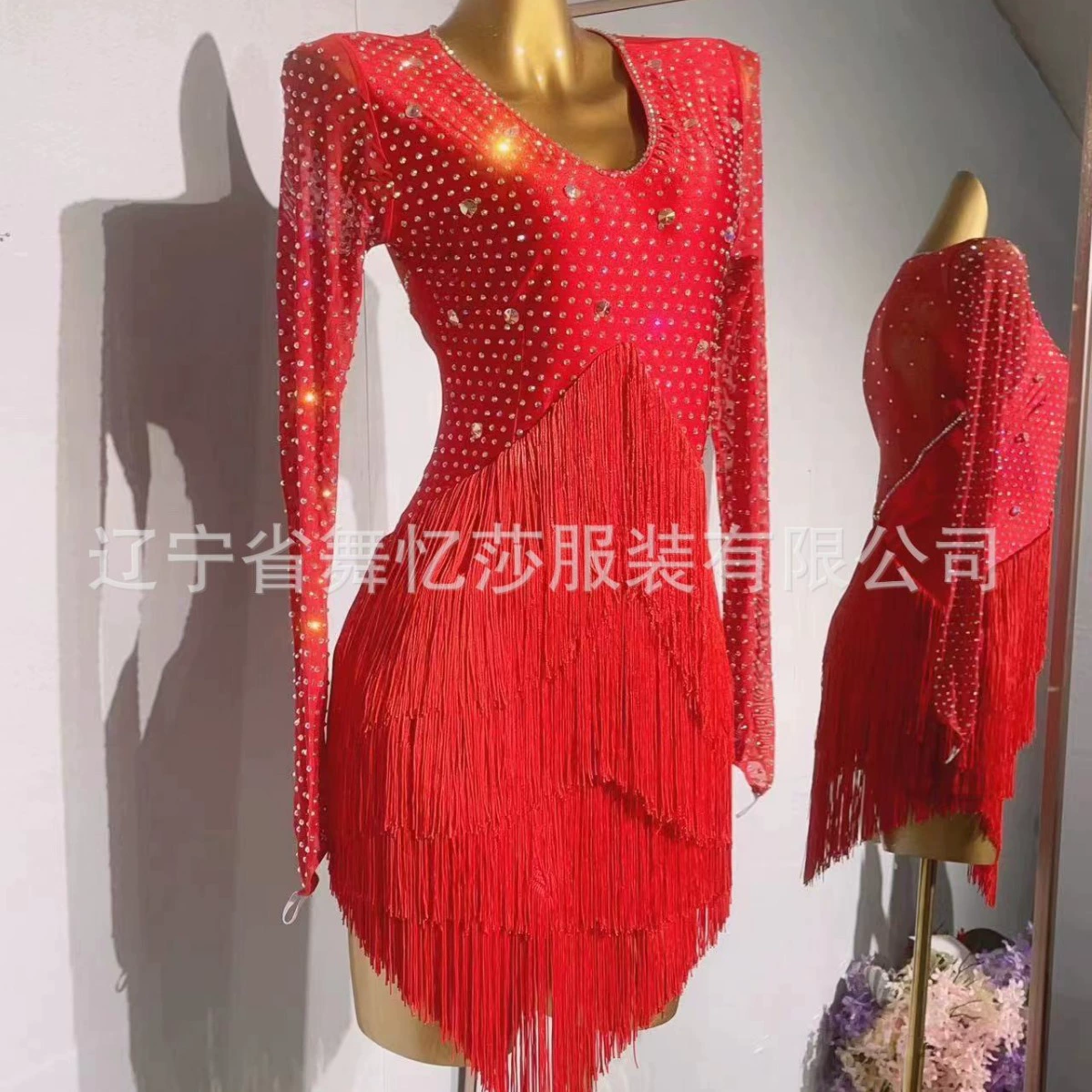 Одежда для латиноамериканских танцев, платье для танцев ча-ча с длинными рукавами, женская новая сексуальная одежда для танцев с бахромой, профессиональная одежда для соревнований и выступлений