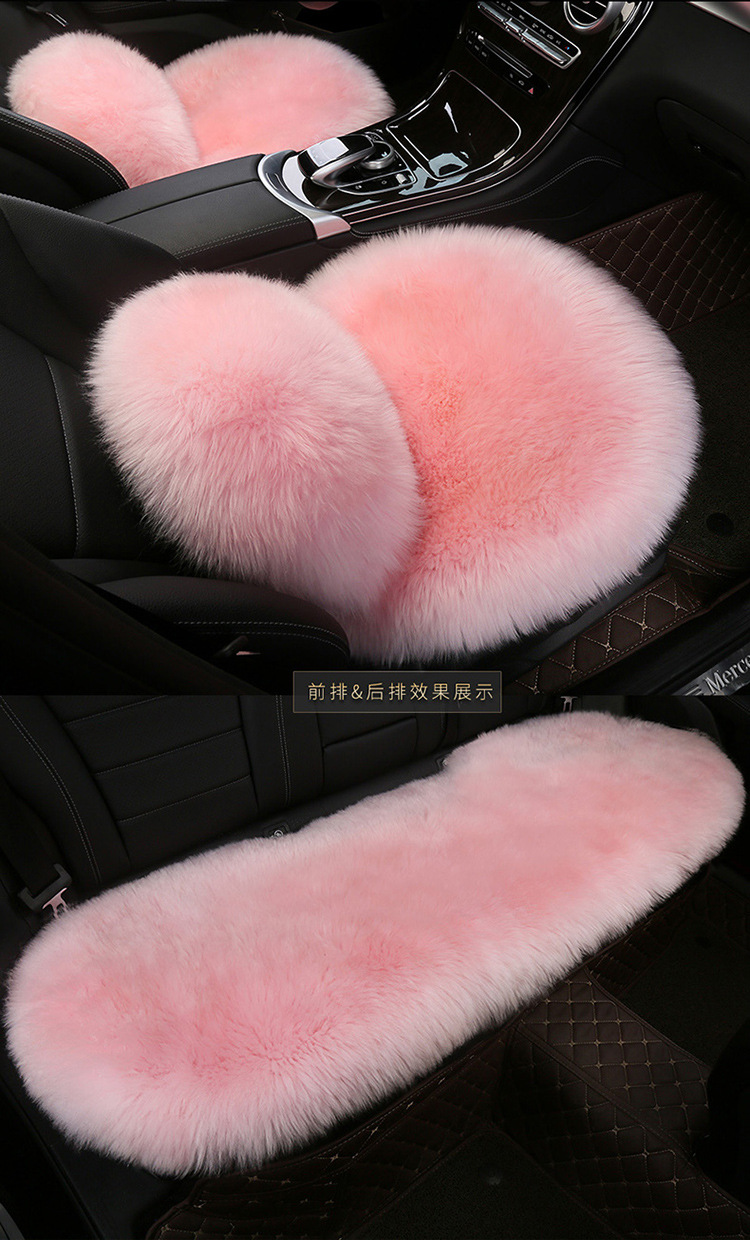 Car Winter Cushion Plush Cushion Three-piece Set Thickened Warm Fur Non-slip Integrated General Motors Cushion