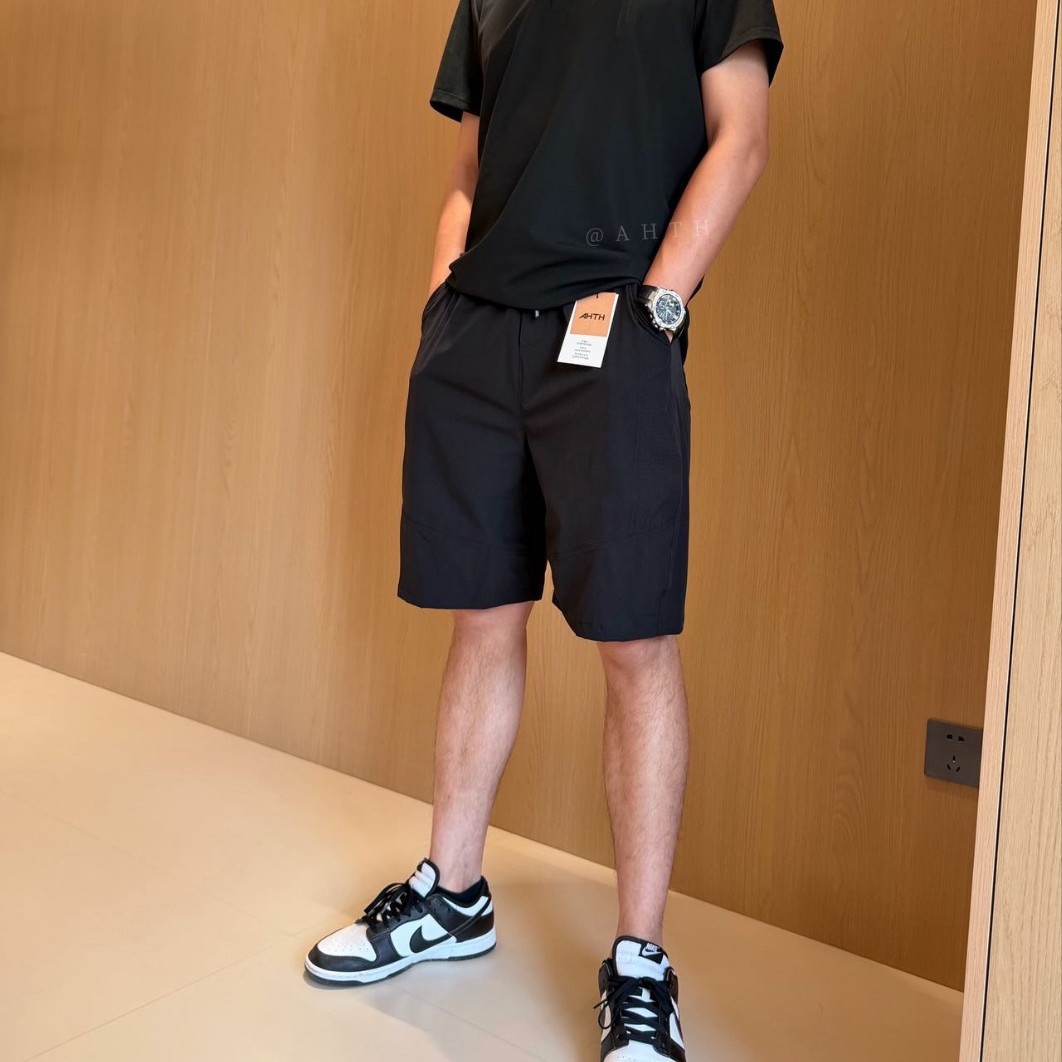 三色透气网孔男士短裤锦纶爸爸夏季休闲运动五分潮流外穿沙滩裤男