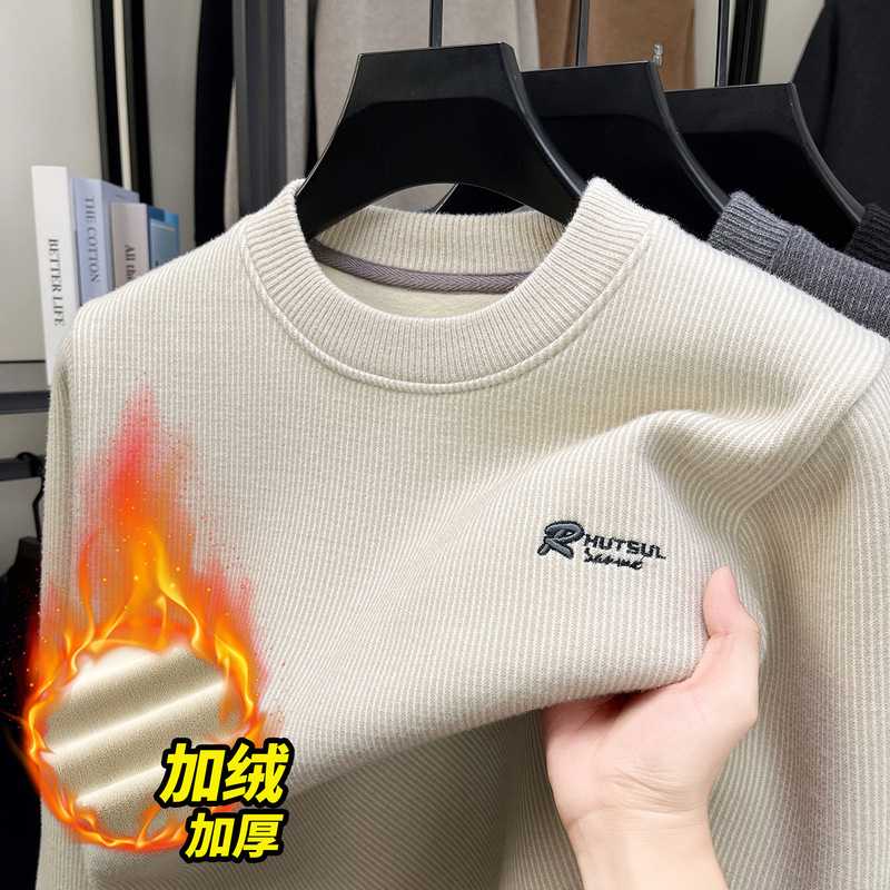 2026 Men's Crew Neck Sweatshirt, Fleece-Lined, Thickened, Casual, Versatile, Long-Sleeve Top, Loose and Comfortable, Autumn/Winter Essential 2026 Men's Crew Neck Sweatshirt, Fleece-Lined, Thickened, Casual, Versatile, Long-Sleeve Top, Loose and Comfortable, Autumn/Winter Essential