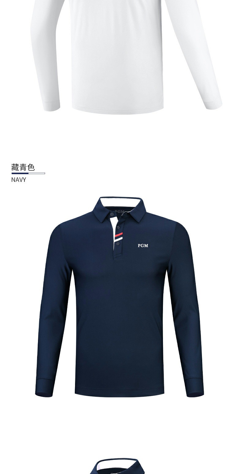 Áo polo nam dài tay PGM cổ bẻ, giữ ấm mùa thu đông, chất liệu cotton pha sợi — YF095 màu đen, YF445 màu xanh hải quân, YF095 màu cam, YF095 màu xanh hải quân chi tiết 26