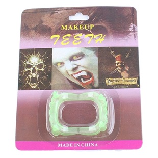 Halloween vampire denture luminous teeth set performance trick funny horror demon blood sucking plastic denture