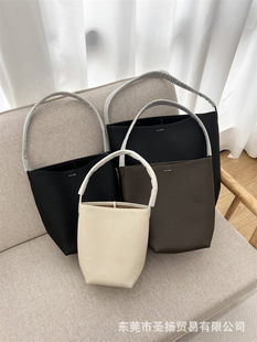 Leather universal capacious bag one shoulder