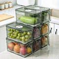 计时冰箱收纳盒食品级保鲜盒手柄收纳盒储物盒沥水透明盒