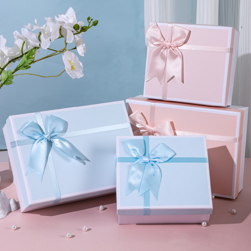 Bow Gift Box Large Gift Box Teacher's Day Gift Box Girls Cosmetics Fan Cup Souvenir Packaging Box