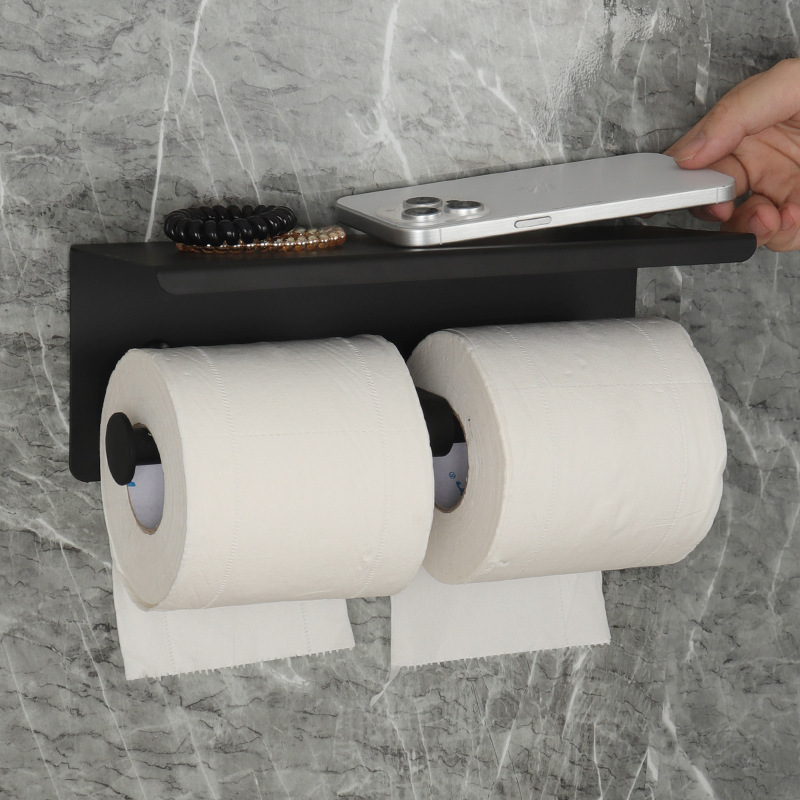 Stainless Steel Tissue Box Bathroom Toilet Paper Holder Bathroom Storage Rack Single/Double Tube Type Wall-Mounted Stainless Steel Tissue Box