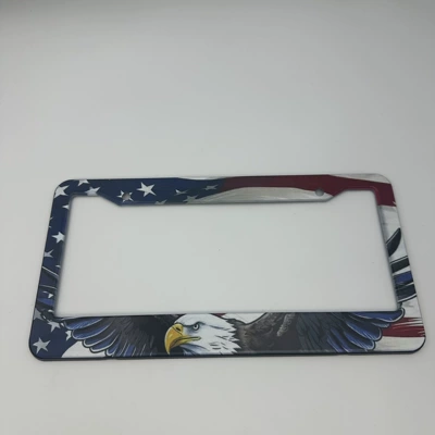 American Standard Aluminum Alloy License Plate Frame with Personalized Flying Eagle Full-Print Design, Thickened and Anti-Detachment, Export License Plate Holder, Customizable (License plate holder/license plate holder) - full-version-printed-with-eagle-customization