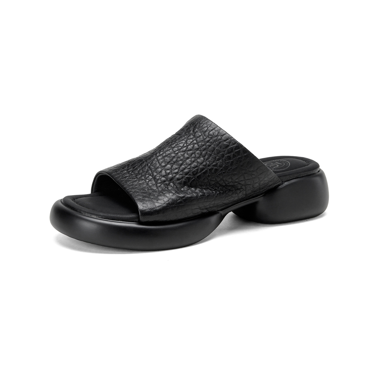 Dép sandal nữ quai chữ V đế dày da cừu khóa thắt lưng — đen chi tiết 19