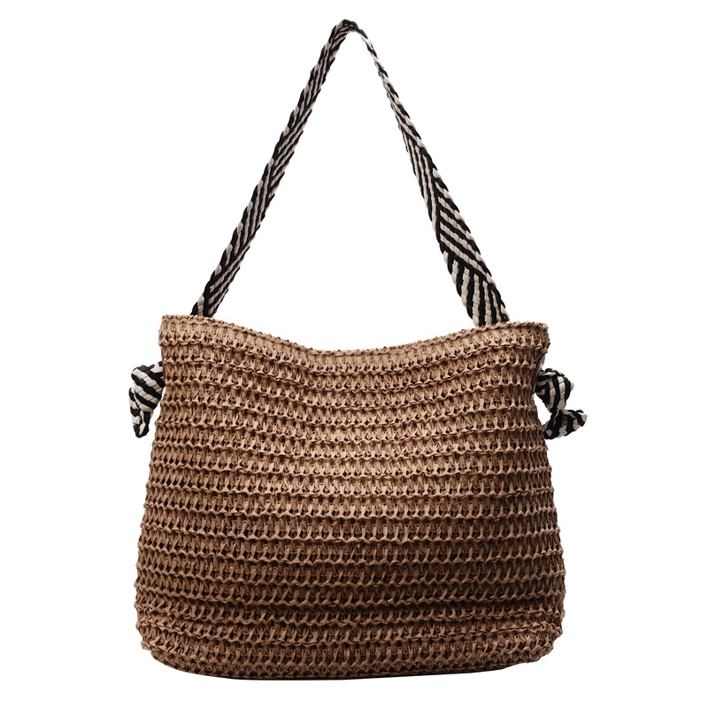 Bolso Tote de Paja Tejida para Playa con Cierre Magnético para Vacaciones
