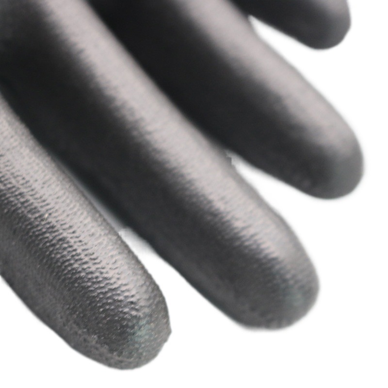 Guantes de protección laboral de nylon resistente al desgaste guantes antiestáticos sin polvo negro de la PU recubierto de Palma antideslizante guantes transpirables al por mayor